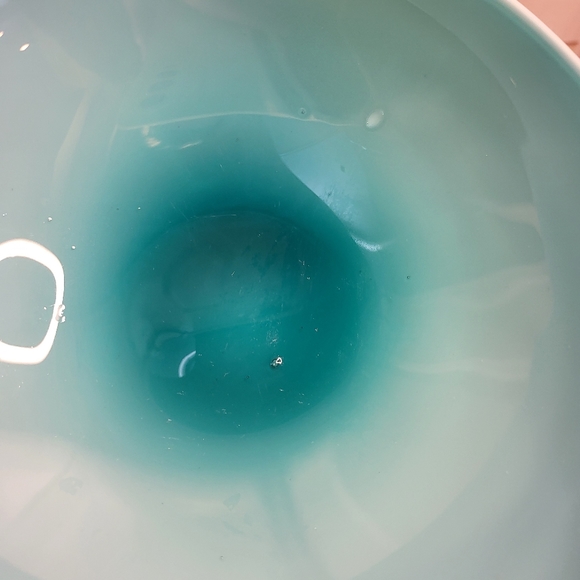 Beautiful Turquoise TEAL EMPOLI CASED GLASS PEDESTAL CANDY DISH - Picture 4 of 16